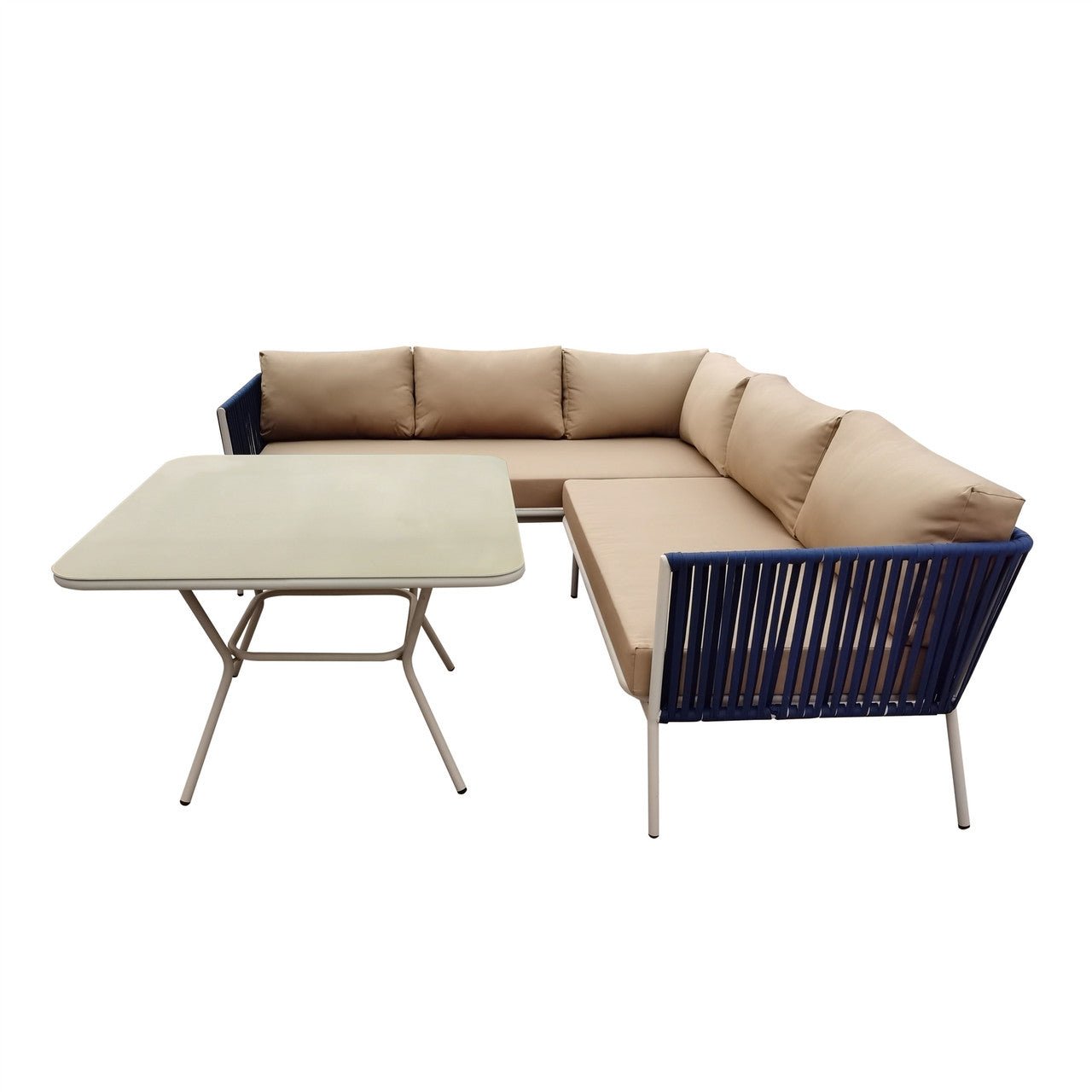 AlekoL-Shaped Patio Sofa Set w/ Coffee Table 5-PersonRFS3BL-APBackyadcoffee TablePatio Furniture