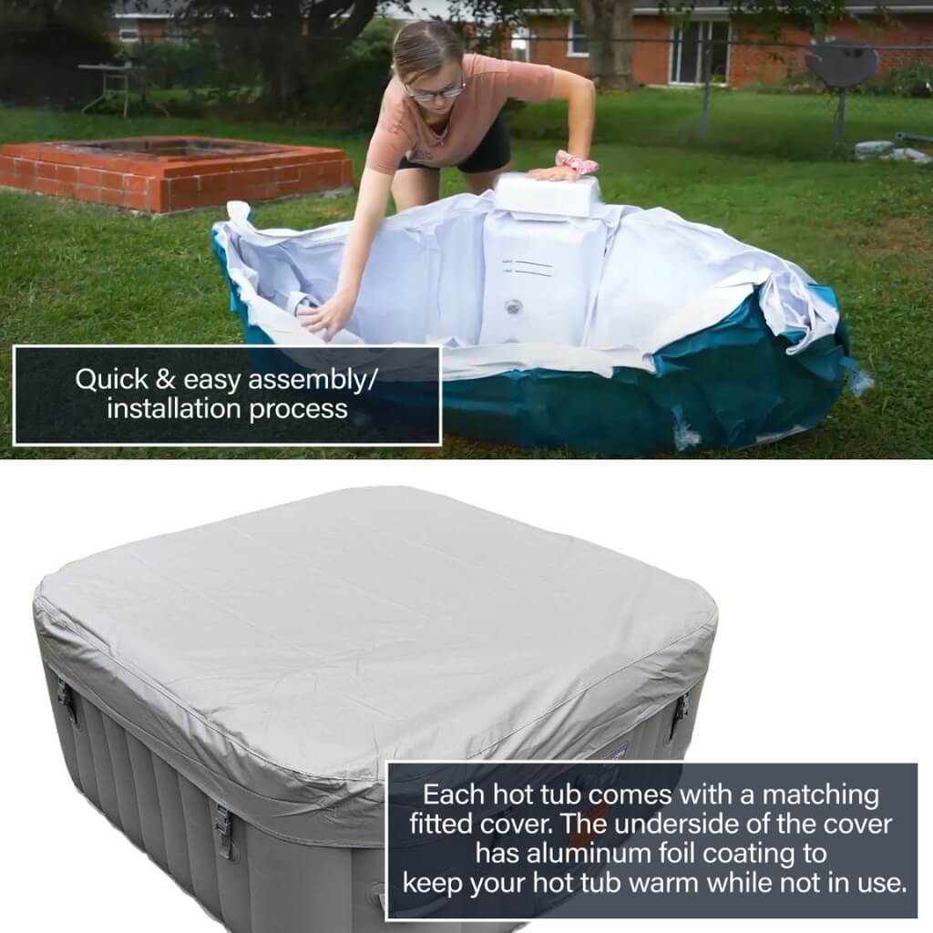 AlekoALEKO Portable Spa 4-Person Jetted Inflatable Hot TubHTISQ4WHGY-APinflatable Hot TubInflatable Hot TubsInflatable Spa