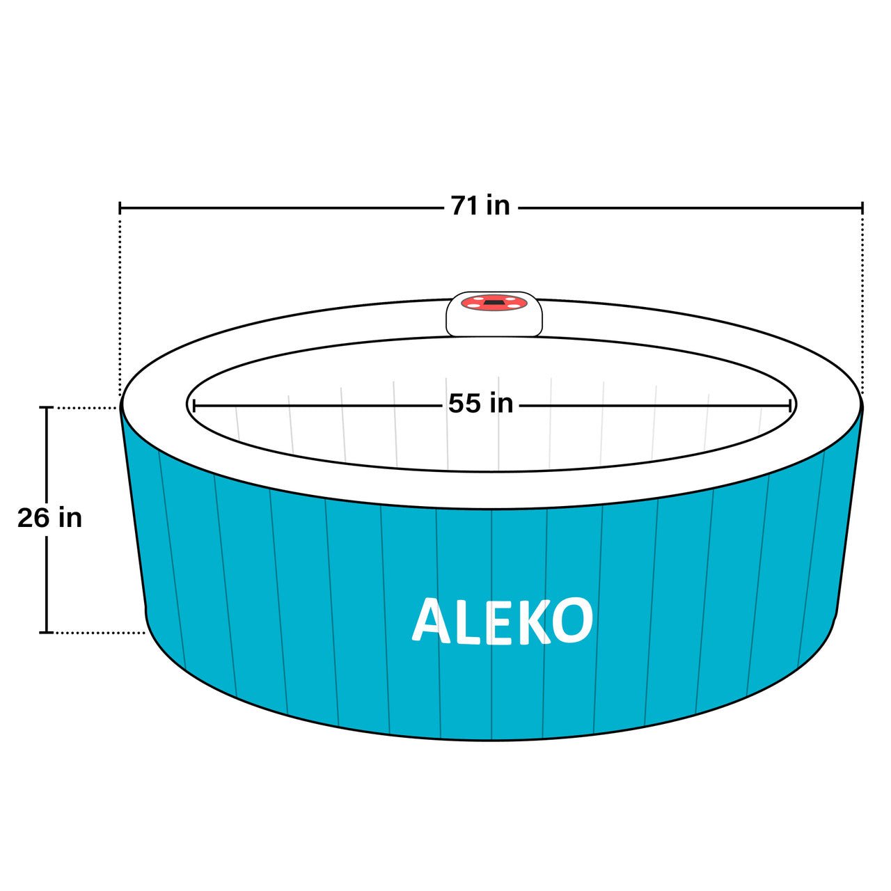 Aleko-Inflatable-Jetted-Hot-Tub-Round-4-Person-210 Gallons-HTIR4GRW-AP-Spa