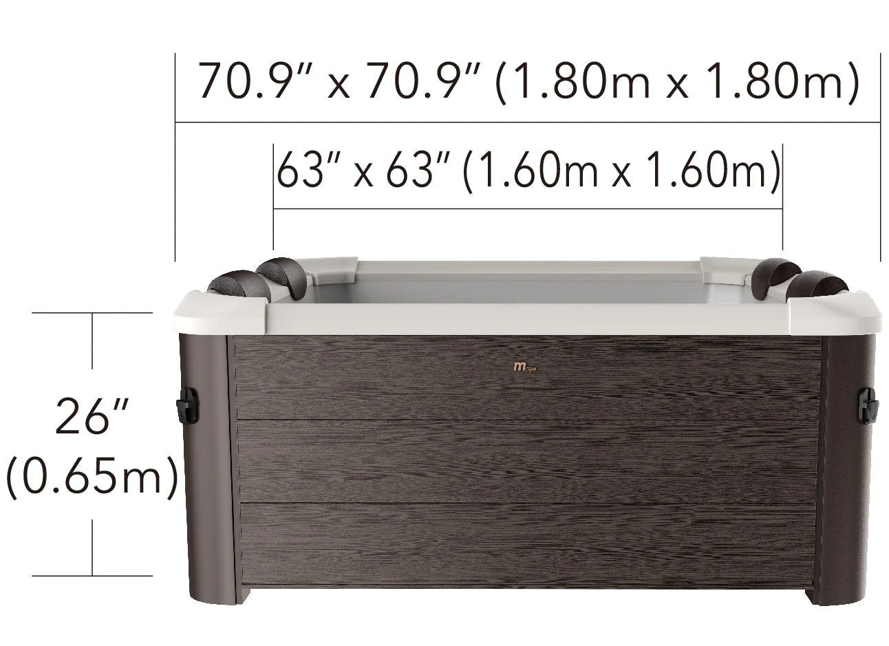 M Spa-Frame-Series-Tribeca-Hot-Tub-Square-6-Person-portable-jacuzzi-F-TR063W-for-Sale