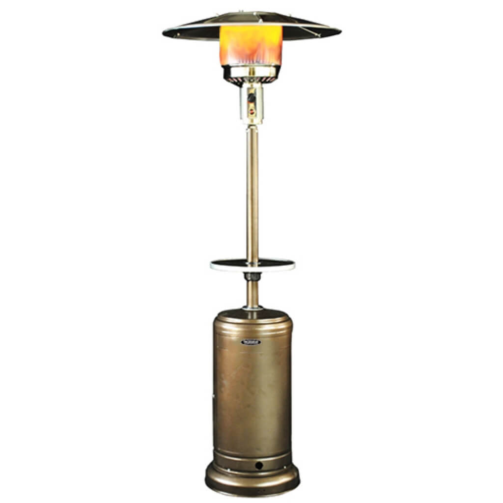 SunHeatWarm Up Your Patio with the PHRDGH 41K BTU Heat-Radiant Golden Hammered Outdoor Propane Heater with Umbrella Drink Table99400Patio HeatersPropane