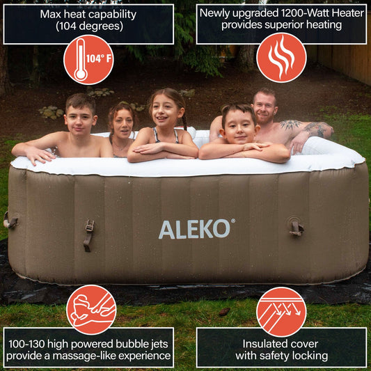 Aleko-Inflatable-Hot-Tub-Square-250-Gallon-6 Person-Spa-Jucuzzi-HTISQ6BRWH-AP